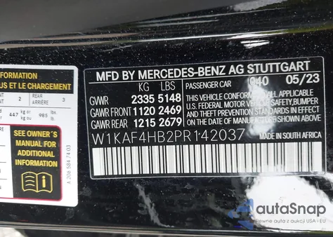 2023 Mercedes-Benz C 300 4Matic из США, поврежденный, VIN W1KAF4HB2PR142037